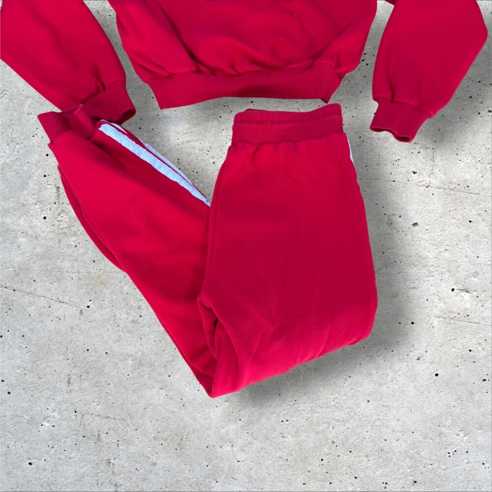 I.AM.GIA Tracksuit Set Womens M Red Cropped Hoodie Sweatpants Striped Loungewear - Picture 5 of 11